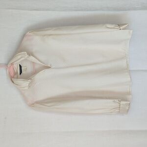 Vintage Pierre Cardin Bone White Satin Dot Blouse Size 12